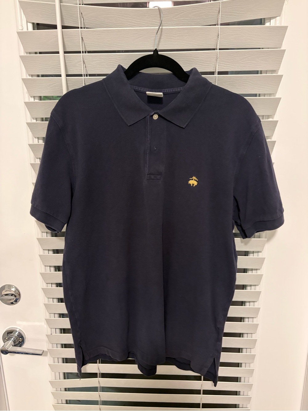 Brooks Brothers Navy Short-Sleeve Polo with Gold Pony Logo